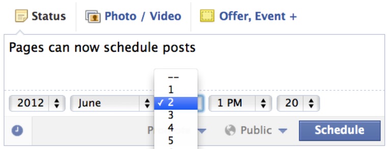 facebook schedule posts-2012